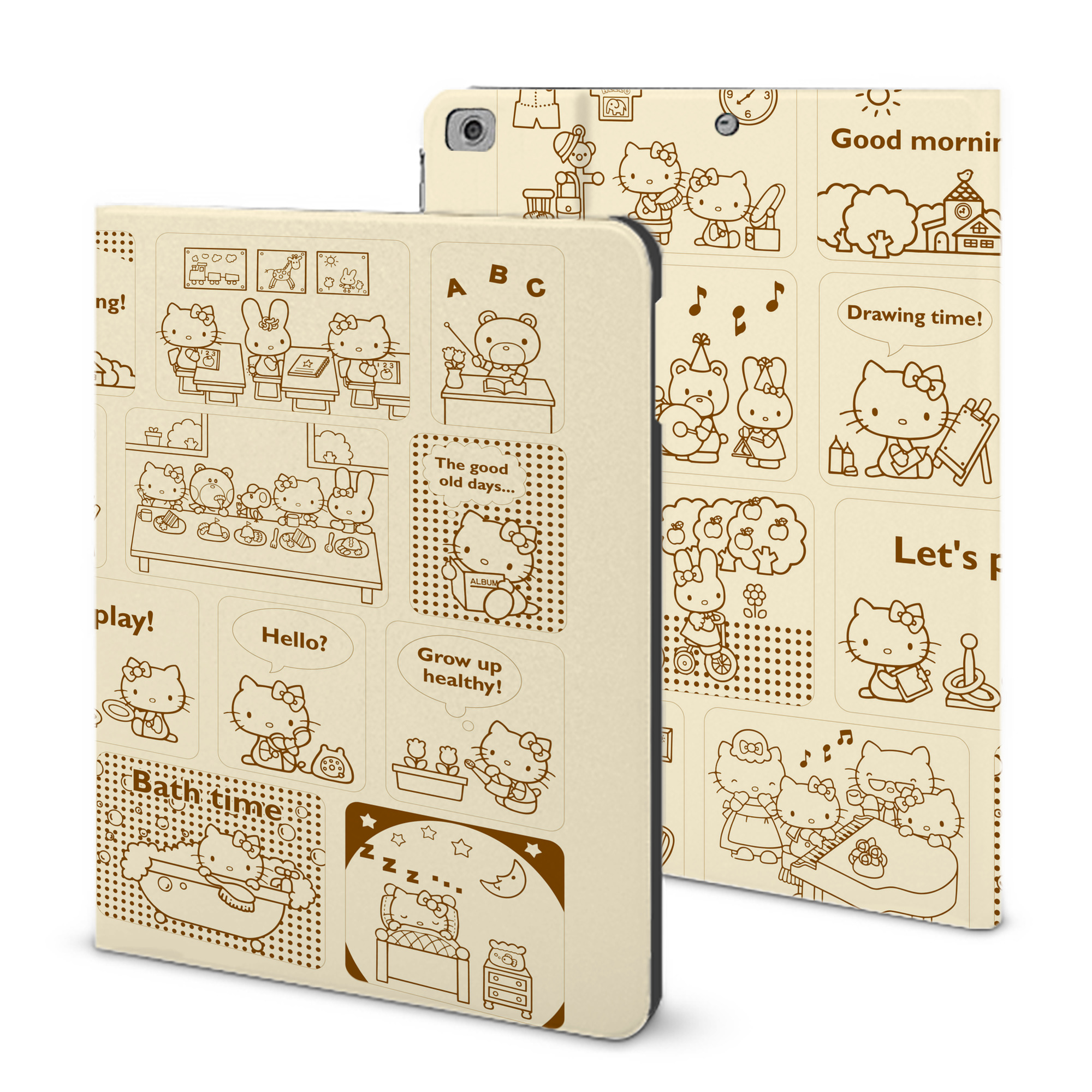 （画像用） Hello Kitty ハローキティ IPad ケース ブック型 PUレザー TPU 耐衝撃 軽量 薄型 ペン収納なし 全面保護 IPad 各モデル対応